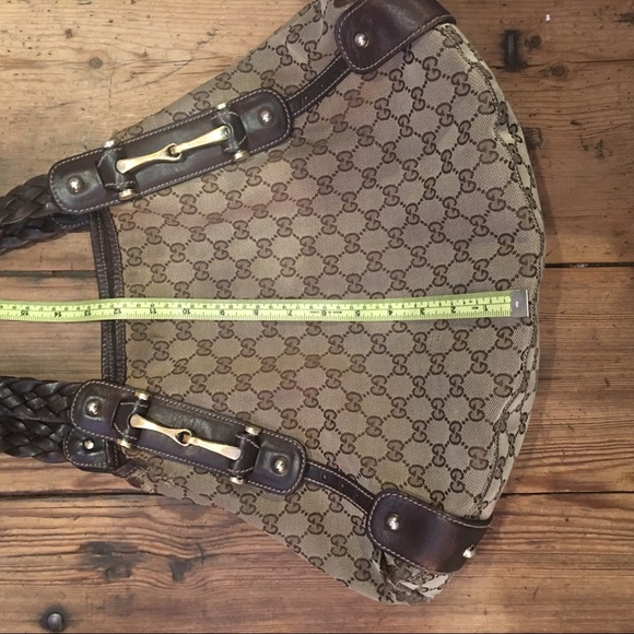 Gucci GG Canvas Braided Handle Tote Bag with Wear Large Used - Picture 16 of 16